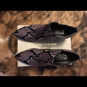 Never been worn leather snake material booties